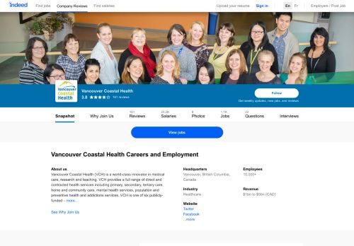 
                            6. Vancouver Coastal Health Careers and Employment | Indeed.com