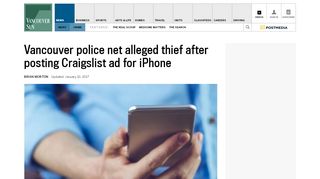 
                            12. Vancouver police net alleged thief after posting Craigslist ad for phone ...