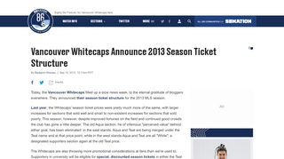 
                            12. Vancouver Whitecaps Announce 2013 Season Ticket Structure ...