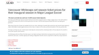 
                            11. Vancouver Whitecaps set season ticket prices for their inaugural ...