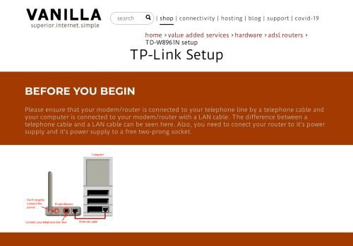 
                            7. Vanilla - How to setup a TP Link W8961N Wireless router for ADSL