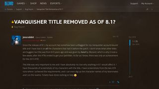 
                            10. Vanquisher Title Removed as of 8.1? - Bug Report - World of ...