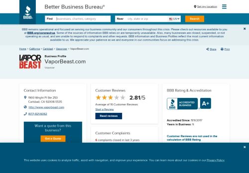 
                            12. VaporBeast.com | Better Business Bureau® Profile
