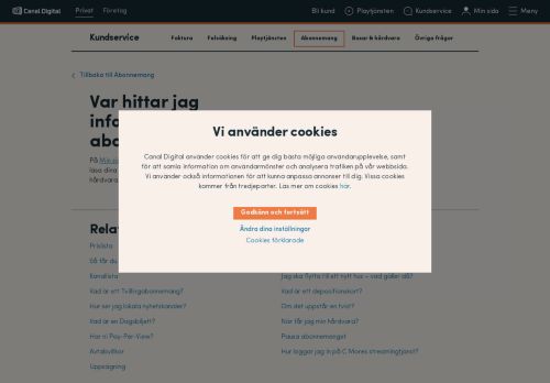 
                            7. Var hittar jag information om mitt abonnemang? – Canal Digital