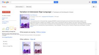 
                            11. Variation in Indonesian Sign Language: A Typological and ... - Keputusan Buku Google