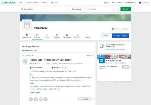 
                            7. VassarLabs - Vassar Labs - A Place to Start your career | Glassdoor.co ...