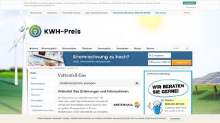 
                            12. Vattenfall Gas - Gastarife, Gaspreise - Vattenfall Easy Gas - KWH Preis