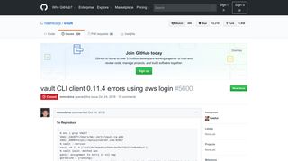 
                            5. vault CLI client 0.11.4 errors using aws login · Issue #5600 · hashicorp ...
