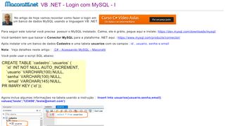 
                            2. VB .NET - Login com MySql - Macoratti