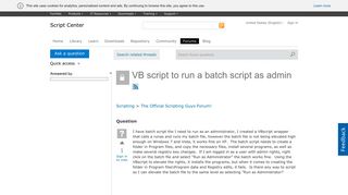 
                            2. VB script to run a batch script as admin - Microsoft