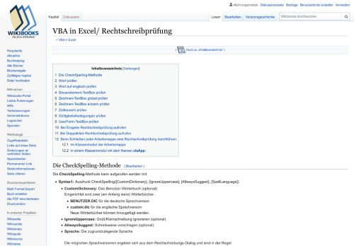 
                            13. VBA in Excel/ Rechtschreibprüfung – Wikibooks, Sammlung freier ...