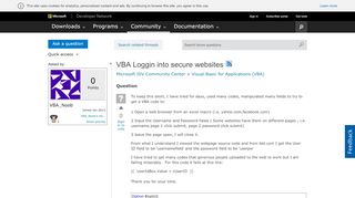 
                            10. VBA Loggin into secure websites - MSDN - Microsoft