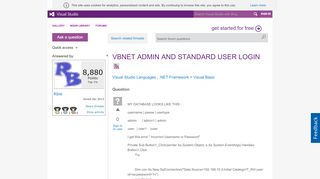 
                            7. VBNET ADMIN AND STANDARD USER LOGIN - MSDN - Microsoft