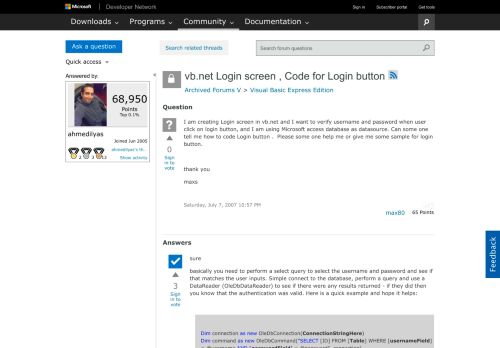 
                            3. vb.net Login screen , Code for Login button - MSDN - Microsoft
