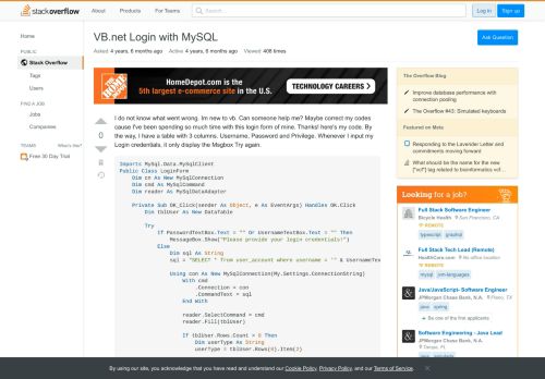 
                            2. VB.net Login with MySQL - Stack Overflow