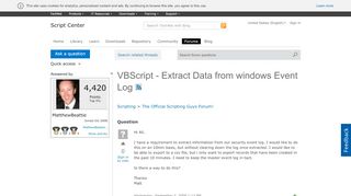 
                            7. VBScript - Extract Data from windows Event Log - Microsoft