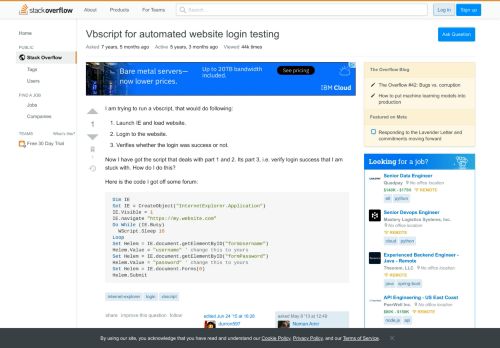 
                            11. Vbscript for automated website login testing - Stack Overflow