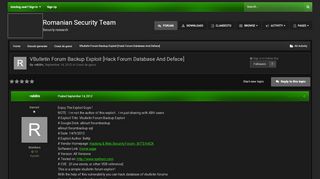 
                            13. VBulletin Forum Backup Exploit [Hack Forum Database And Deface ...