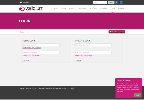 
                            11. vClub login - Login | Validium