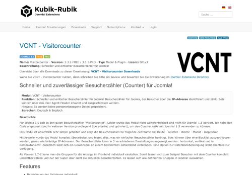 
                            8. VCNT - Visitorcounter - Kubik-Rubik Joomla! Erweiterungen