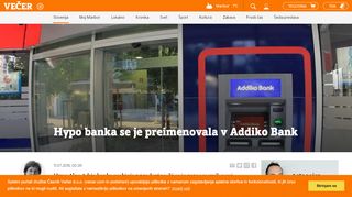 
                            3. Večer - Hypo banka se je preimenovala v Addiko Bank