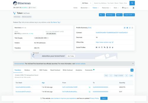 
                            4. VeChain (VEN) Token Tracker - Etherscan