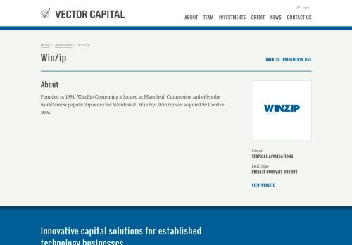 
                            12. Vector Capital | Investments | WinZip
