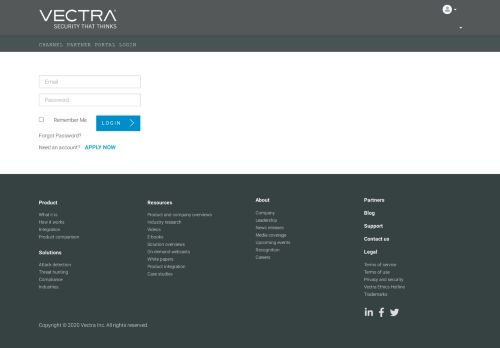 
                            4. Vectra Channel Partner Program | Login