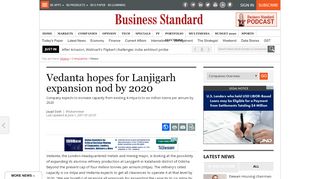 
                            12. Vedanta hopes for Lanjigarh expansion nod by 2020 | Business ...