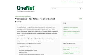 
                            11. Veeam Backup ~ How do I use the Cloud Connect Portal? – OneNet