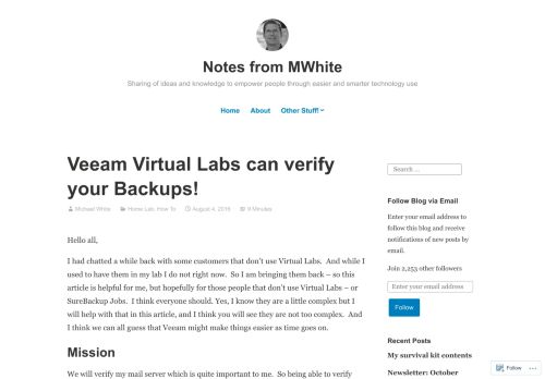 
                            11. Veeam Virtual Labs can verify your Backups! – Notes from MWhite