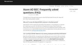 
                            5. Veelgestelde vragen over Azure Active Directory B2C | Microsoft Docs