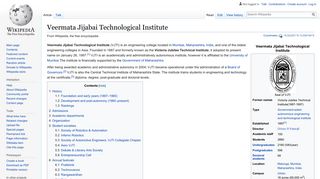 
                            12. Veermata Jijabai Technological Institute - Wikipedia