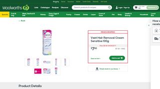 
                            10. Veet Hair Removal Cream Sensitive 100g | Woolworths