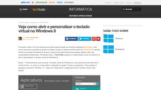 
                            6. Veja como abrir e personalizar o teclado virtual no Windows 8 | Dicas ...