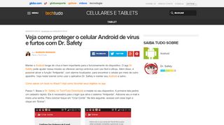 
                            3. Veja como proteger o celular Android de vírus e furtos com Dr. Safety ...