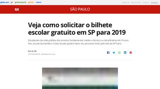 
                            9. Veja como solicitar o bilhete escolar gratuito em SP para 2019 | São ...