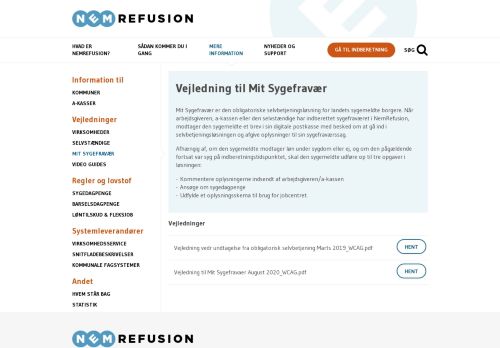 
                            3. Vejledning til Mit Sygefravær - NemRefusion