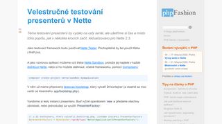
                            11. Velestručné testování presenterů v Nette » phpFashion