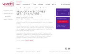 
                            8. Velocity Welcomes Secure Sentinel | Velocity Frequent Flyer