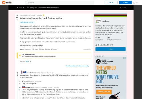 
                            5. Velogames Suspended Until Further Notice : peloton - Reddit