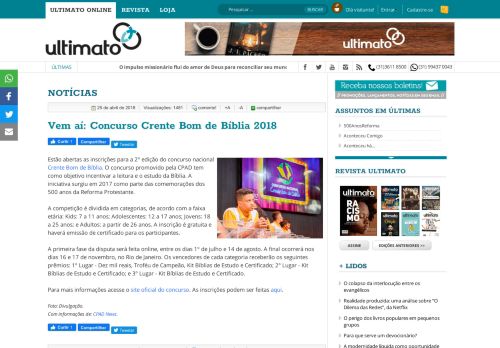 
                            9. Vem aí: Concurso Crente Bom de Bíblia 2018 | Ultimatoonline ...