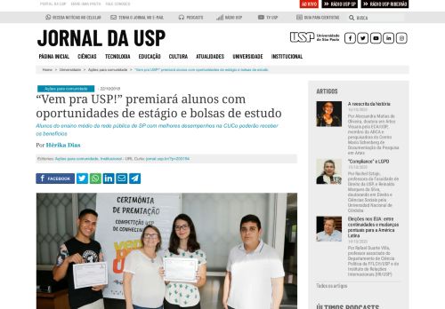 
                            7. “Vem pra USP!” premiará alunos com oportunidades de estágio e ...