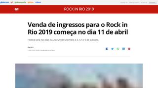 
                            5. Venda de ingressos para o Rock in Rio 2019 começa no dia 11 de ...