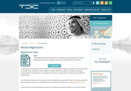 
                            7. Vendor Registration - Contact Us - TDIC
