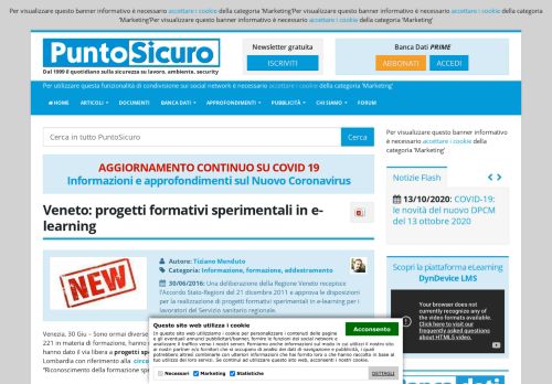 
                            10. Veneto: progetti formativi sperimentali in e-learning -... - PuntoSicuro