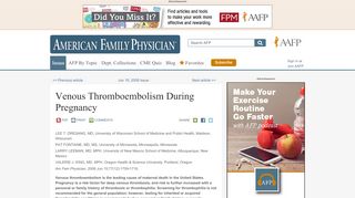 
                            1. Venous Thromboembolism During Pregnancy - American Family ...