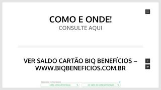 
                            10. Ver Saldo Cartão Biq Benefícios - WWW.BIQBENEFICIOS.COM.BR