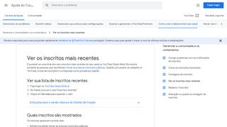 
                            7. Ver sua Lista de inscritos do YouTube - Ajuda do YouTube