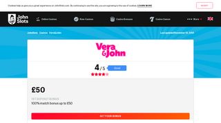 
                            8. Vera&John Casino - Get £50 casino bonus - JohnSlots.com